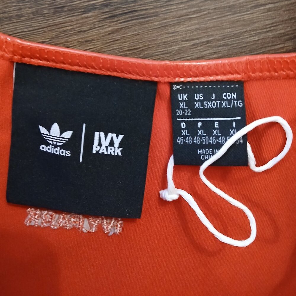 IVY PARK Adidas Originals X Latex Dress In Red RARE DESIGNER BEYONCE BODYCON XL - Picture 4 of 6